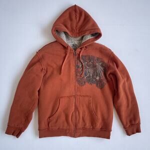 Vtg Y2K Vurt Orange Post-Grunge Maximalism Zip Up Sweatshirt / Sz M / Fleece